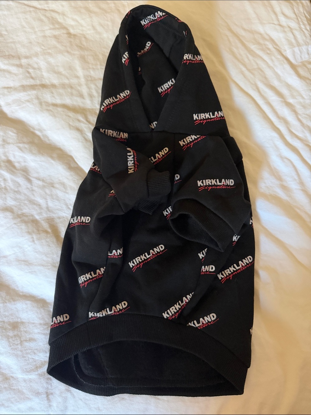 Kirkland Signature Black Dog Hoodie with Red & White Logo